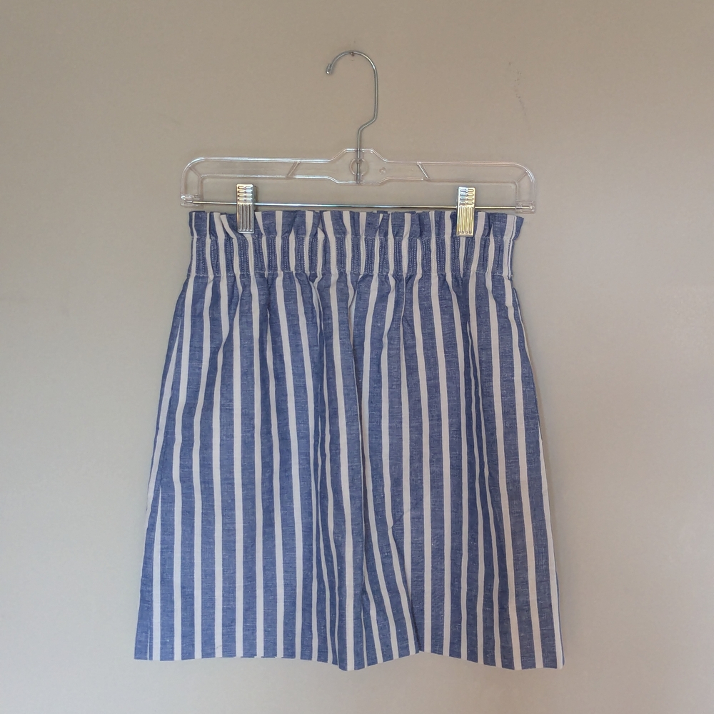 Cotton and Linen J.Crew Size 0 Striped Blue and White Skirt (fits size XS)